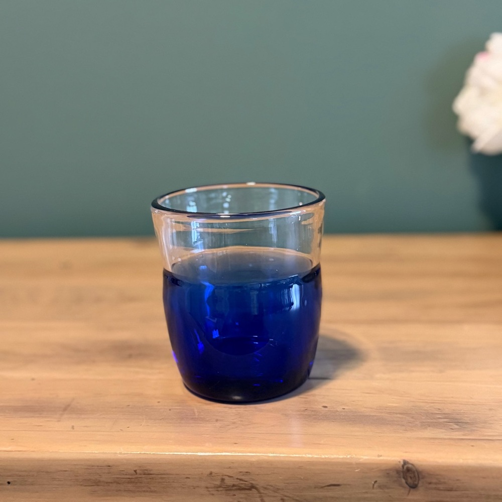 Carlo Moretti Murano Blue Cased Glass Tumbler Hand Blown Italian